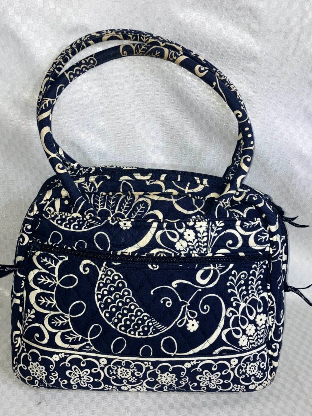 Vera Bradley Twirly Birds Bag Bowler Handbag Women's Navy Cotton Quilted Purse